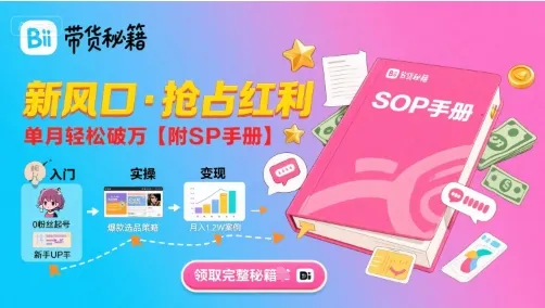 B站哔哩哔哩带货秘籍，新风口，抢占红利，单月轻松破万【附SOP手册】-续财库