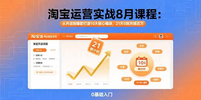 淘宝运营实战8月课程:从开店到爆款打造10大核心模块,21天0到月销百万-续财库