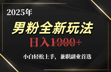 2025年男粉全新玩法，小白轻松上手，兼职副业首选，轻轻松松日入1k+-续财库
