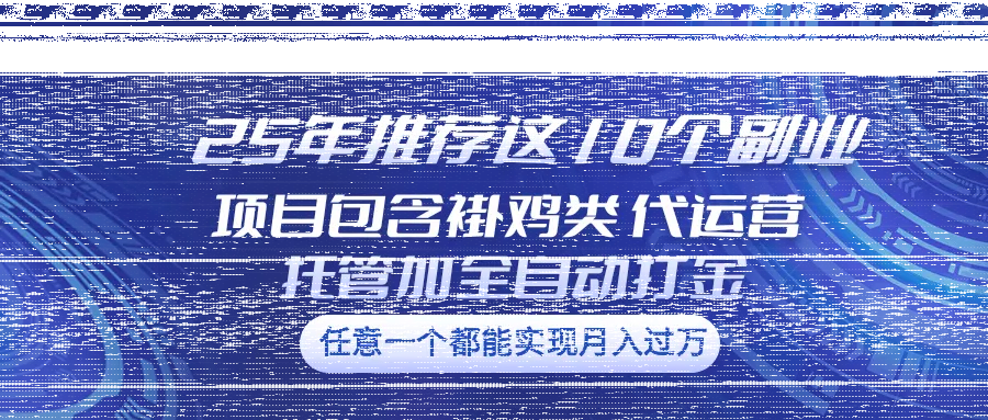 25年推荐这10个副业 项目包含褂鸡类、代运营托管类、全自动打金类-续财库