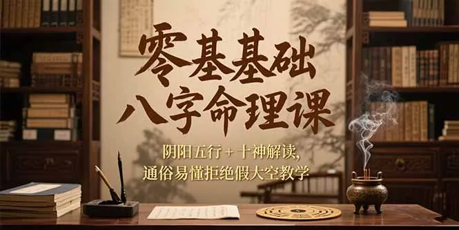 零基础八字命理课，阴阳五行+十神解读，通俗易懂拒绝假大空教学-续财库