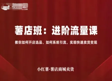 小红薯薯店商城卖货，进阶流量课，教你如何开店选品、如何系统引流，实现快速卖货变现-续财库