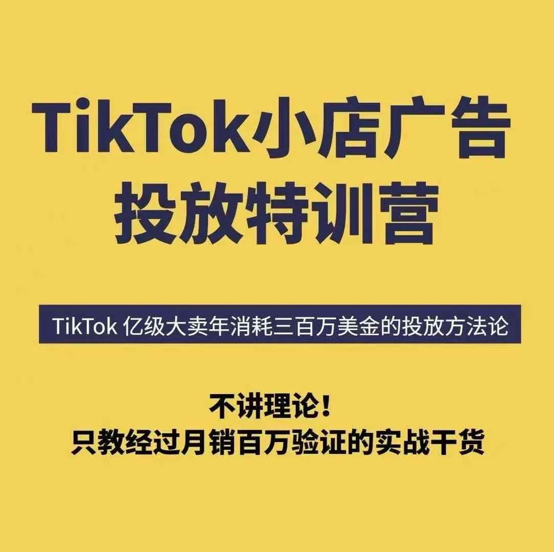TikTok小店广告投放特训营，6天破局计划专治各种“投不动”，教你经过月销百万验证的实战干货-续财库