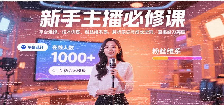 新手主播必修课：平台选择、话术训练、粉丝维系等，解析禁忌与成长法则，突破直播能力-续财库