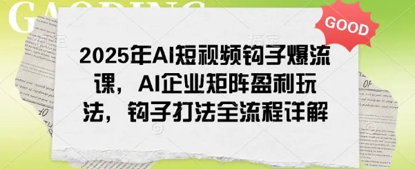 2025年AI短视频钩子爆流课,AI企业矩阵盈利玩法,钩子打法全流程详解-续财库