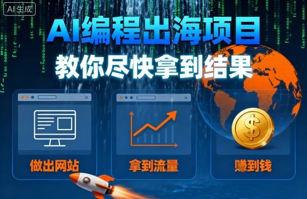 AI编程出海项目，教你尽快拿到结果-做出网站、拿到流量、賺到钱-续财库