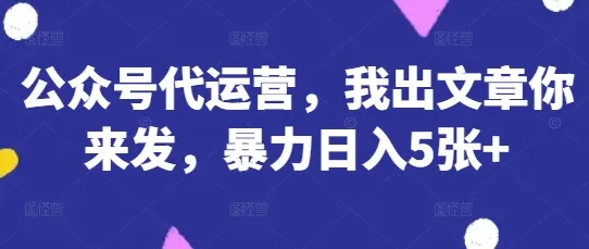 公众号代运营,我出文章你来发,暴力日入5张+【揭秘】-续财库