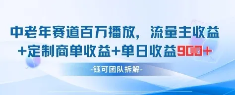 中老年赛道百万播放+流量主收益+定制收益,单日收益9张-续财库