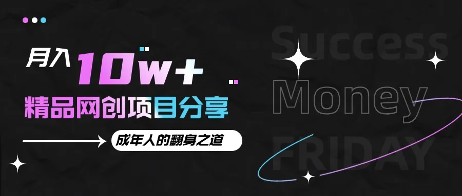 月入十万+的网创项目分享，成年人的最快翻身之道-续财库