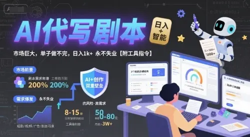 AI代写剧本，市场巨大，单子做不完，日入1k+ 永不失业【附工具指令】-续财库