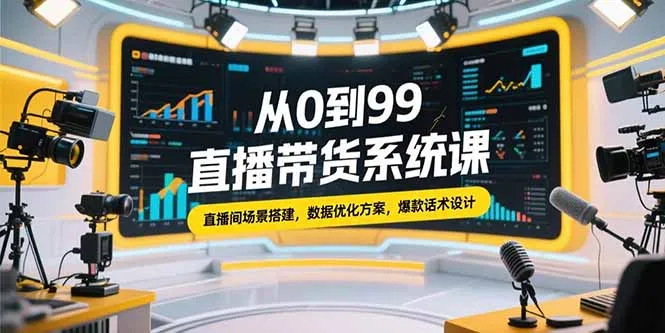 从0到99直播带货系统课，直播间场景搭建，数据优化方案，爆款话术设计-续财库