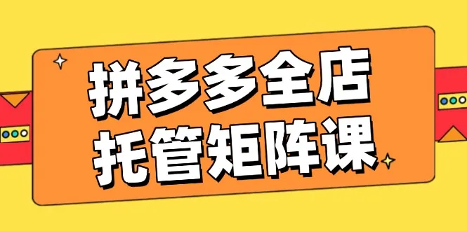 拼多多全店托管矩阵课,盈利动销玩法,高效计划设置,提升店铺效益-续财库