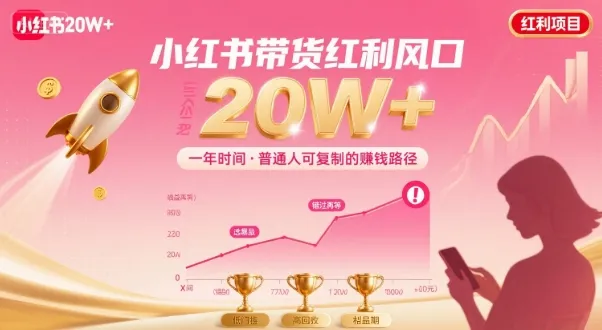 一年时间靠小红书带货项目年入20w+，最不能错的大红利项目-续财库