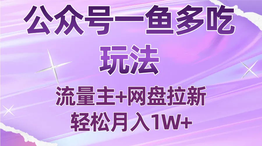 公众号最新玩法，一鱼多吃，流量主加网盘拉新，新手小白也能轻松月入1W-续财库