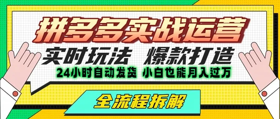 拼多多最新实战运营高投产:长久稳定项目,单店利润一天三位数-续财库