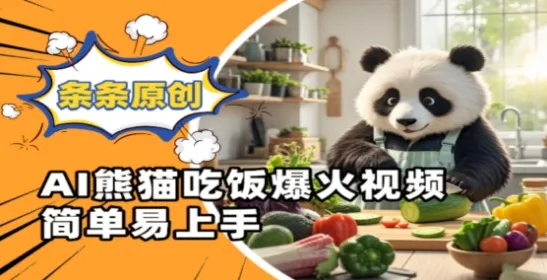 Ai熊猫吃饭爆火视频，条条原创，简单易上手-续财库