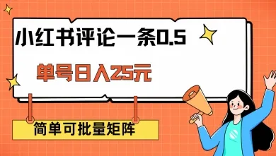 小红书评论一条0.5元 单账号一天可得25元 可矩阵操作 简单无脑靠谱【揭秘】-续财库