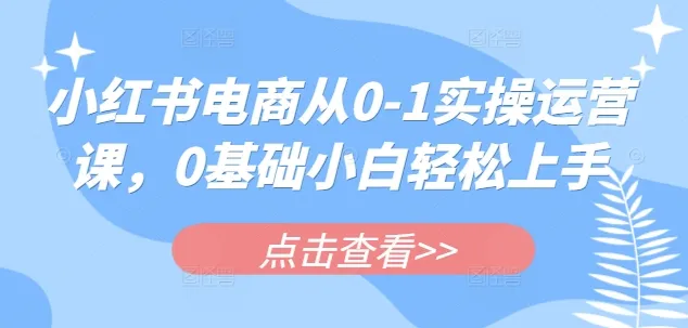 小红书电商从0-1实操运营课，0基础小白轻松上手-续财库