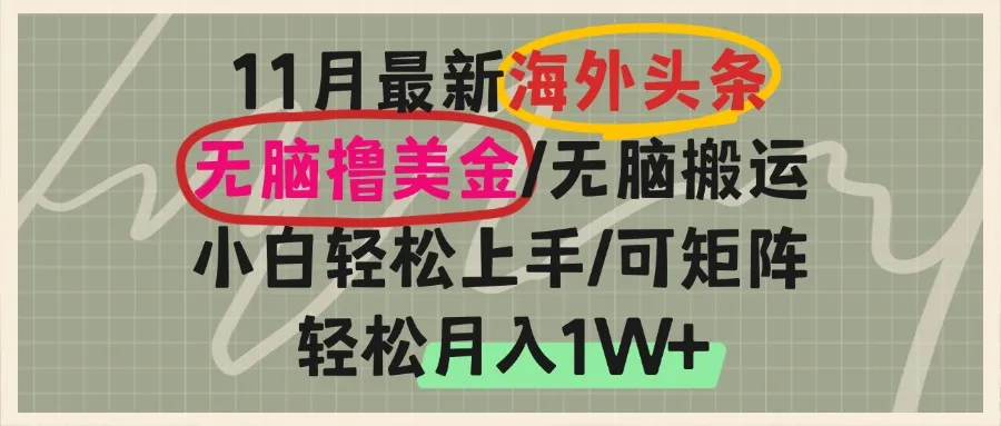 海外头条,无脑搬运撸美金,小白轻松上手,可矩阵操作,轻松月入1W+-续财库