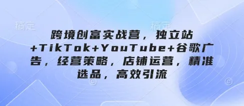跨境创富实战营,独立站+TikTok+YouTube+谷歌广告,经营策略,店铺运营,精准选品,高效引流-续财库