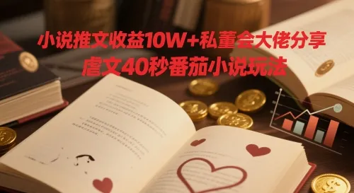 小说推文收益10W+私董会大佬分享，虐文40秒番茄小说玩法-续财库