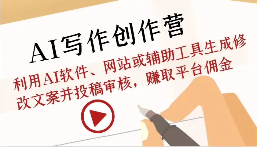 AI写作创作营：利用AI软件、网站或辅助工具生成修改文案并投稿审核，赚取平台佣金-续财库