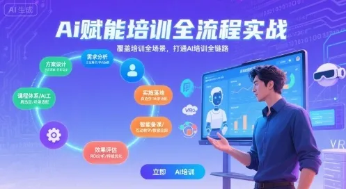 AI赋能培训全流程实站，覆盖培训全场景，打通 Al培训全链路-续财库