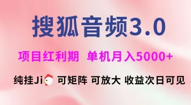 搜狐音频挂ji3.0.可矩阵可放大，独家技术，稳定月入5000+【揭秘】-续财库