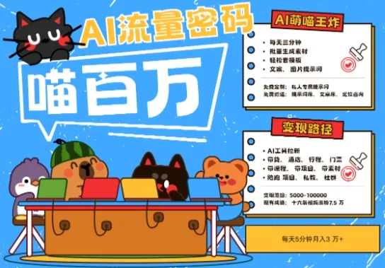AI+宠物+旅行2025最火流量密码，轻松用AI宠物做文旅账号，小白三分钟学会，N种变现渠道，月入五位数-续财库