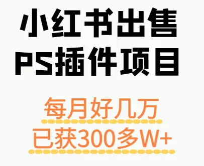 小红书出售PS插件项目，每月都收入好几万，长期操作已获利300多W+-续财库