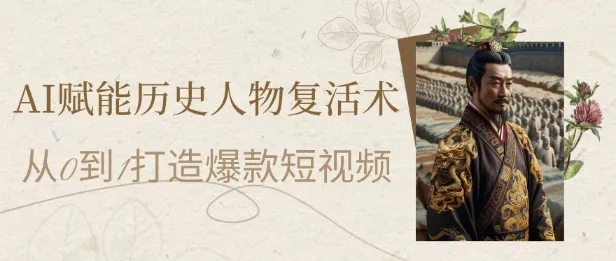 AI赋能历史人物复活术：从0到1打造爆款短视频，7天涨粉10W，小白也能月入过1W-续财库