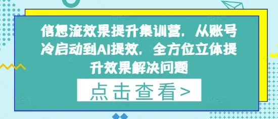 信息流效果提升集训营，从账号冷启动到AI提效，全方位立体提升效果解决问题-续财库