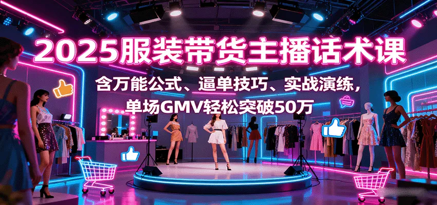 2025服装带货主播话术课，含万能公式、逼单技巧、实战演练，单场GMV轻松突破50万-续财库