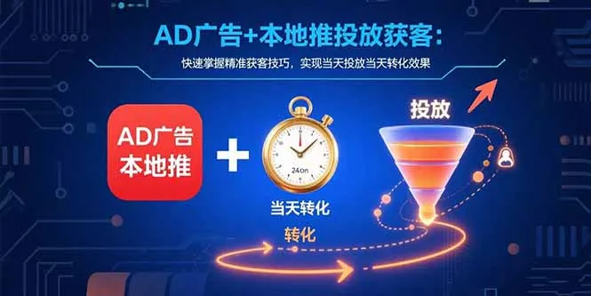 AD广告+本地推投放获客：快速掌握精准获客技巧，实现当天投放当天转化效果-续财库