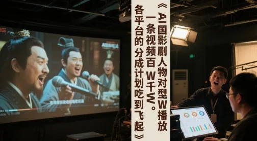 AI三国影视剧人物对口型唱歌玩法，一条视频百W千W播放，各平台的分成计划吃到飞起-续财库