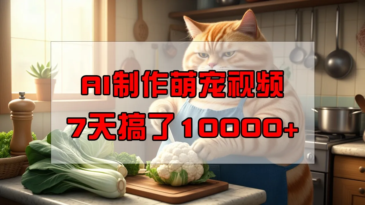 靠AI制作萌宠视频,7天搞了1万+,操作简单门槛低,有手机就行-续财库