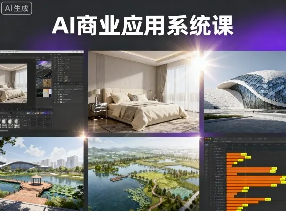 AI商业应用系统课，室内-软装-建筑-景观，智能设计+效果图+动画画实战-续财库