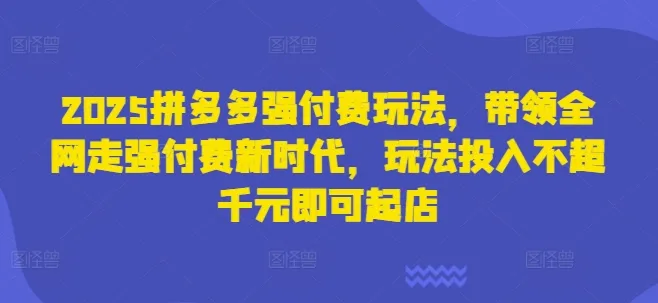 2025拼多多强付费玩法,带领全网走强付费新时代,玩法投入不超千元即可起店-续财库