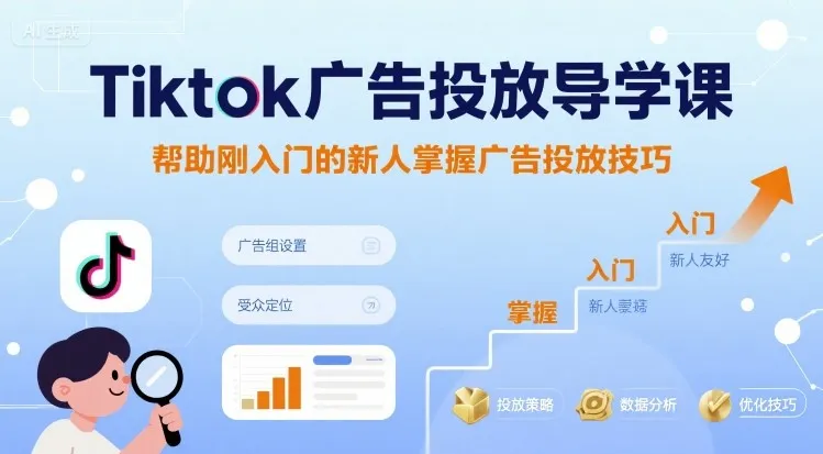 Tiktok广告投放导学课，帮助刚入门的新人掌握广告投放技巧-续财库