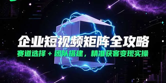 企业短视频矩阵全攻略，赛道选择+团队搭建，精准获客变现实操-续财库