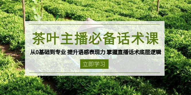 茶叶 主播必备话术课 从0基础到专业 提升语感表现力 掌握直播话术底层逻辑-续财库