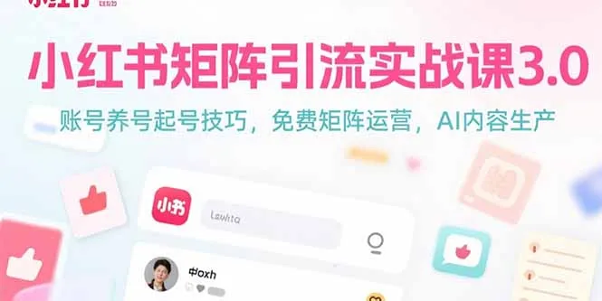 小红书矩阵引流实战课3.0：账号养号起号技巧，免裴矩阵运营，AI内容生产-续财库