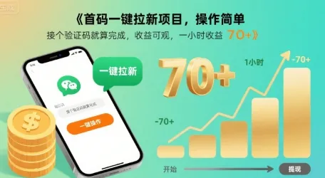 首码一键拉新项目,操作简单,接个验证码就算完成,收益可观, 一小时收益70+【揭秘】-续财库