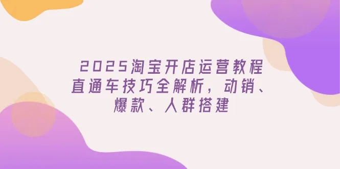2025淘宝开店运营教程更新，直通车技巧全解析，动销、爆款、人群搭建-续财库