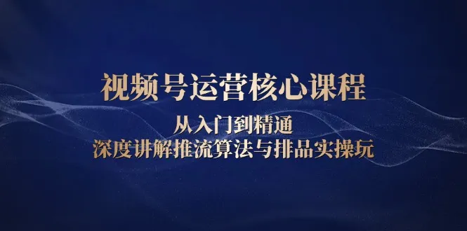 视频号运营核心课程,从入门到精通,深度讲解推流算法与排品实操玩-续财库