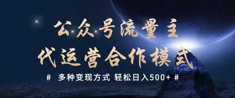 公众号流量主代运营  多种变现方式 轻松日入5张【揭秘】-续财库