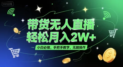 带货无人直播,轻松月入2W+,小白必做,手把手教学,无脑操作(附学习资料)-续财库