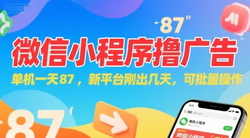 微信小程序看广告,单机一天87,新平台刚出几天,可批量操作,日入5张-续财库