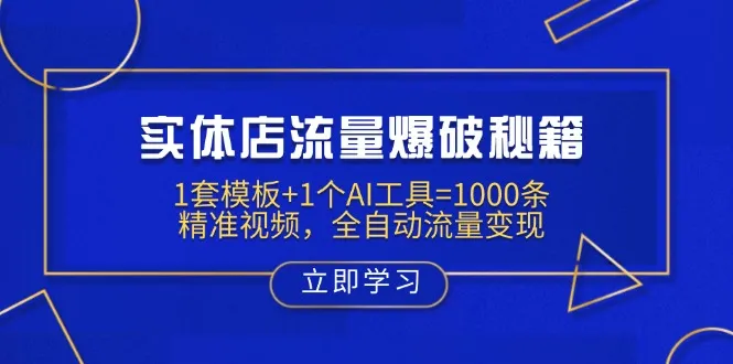 实体店流量爆破秘籍：1套模板+1个AI工具=1000条精准视频，全自动流量变现-续财库