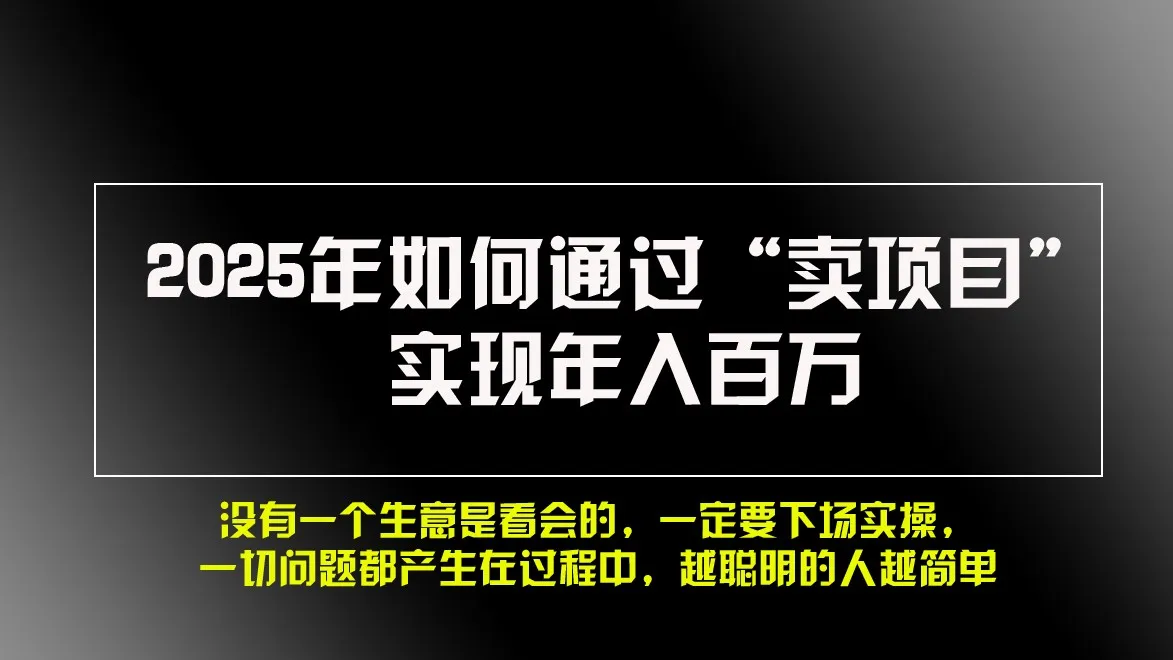 2025年如何通过“卖项目”实现年入百万-续财库